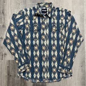 Wrangler Long Sleeve Checotah Print Pearl Snap Long Sleeve Aztec Button Shirt XS